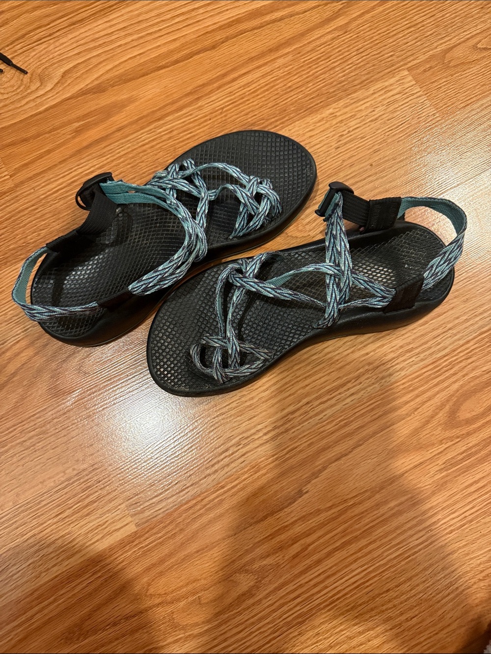 Chaco Vibram Braided Rope Strap Sandals in Black and Teal